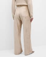 Image 4 of 6: Brunello Cucinelli Sleek Velvet Wide-Leg Trousers