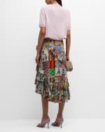 Image 3 of 6: Libertine Bloomsbury Collage Summer Ruffled Midi Skirt