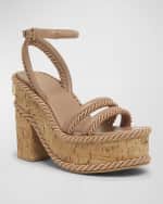 Image 5 of 6: Valentino Garavani VLogo Leather Espadrille Platform Sandals