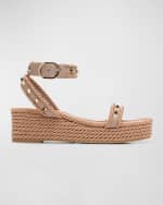 Image 1 of 6: Valentino Garavani Rockstud Leather Ankle-Strap Espadrilles