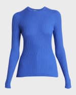 Image 1 of 6: Gabriela Hearst Browning Long-Sleeve Crewneck Cashmere-Silk Knit Sweater