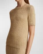 Image 6 of 7: Khaite Luphia Short-Sleeve Cashmere Sweater