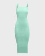 Image 1 of 6: Balmain 2-Button Backless Pointelle Rib Knit Midi Dress