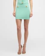 Image 2 of 6: Balmain 2-Button Pocket Pointelle Rib Knit Mini Skirt