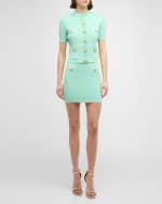 Image 5 of 6: Balmain 2-Button Pocket Pointelle Rib Knit Mini Skirt