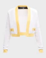 Image 1 of 6: Balmain 2-Pocket Crop Knit Open Jacket