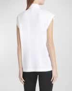 Image 5 of 6: Dolce&Gabbana Piquet-Bib Cap-Sleeve Collared Shirt