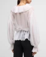 Image 5 of 6: Dolce&Gabbana Ruffle Chiffon Long-Sleeve Top