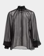 Image 1 of 6: Dolce&Gabbana Sheer Chiffon Smocked Blouse