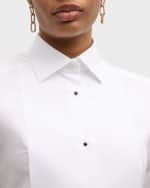 Image 5 of 5: Dolce&Gabbana Popeline Button-Front Shirt with Pleated Bib