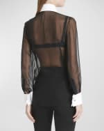 Image 5 of 6: Dolce&Gabbana Contrast Collar Sheer Chiffon Shirt