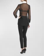 Image 4 of 6: Dolce&Gabbana Contrast Collar Sheer Chiffon Shirt