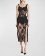 Image 2 of 6: Dolce&Gabbana Pizzo Chantilly Lace Bustier Midi Dress