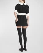 Image 4 of 6: Dolce&Gabbana Peter Pan-Collar Short-Sleeve Belted Crepe Mini Dress