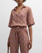 Image 2 of 6: Xirena Decker Abstract-Print Cotton Gauze Top