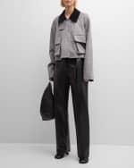 Image 5 of 6: Loewe Belted Leather Straight-Leg Trousers