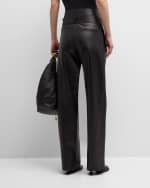 Image 4 of 6: Loewe Belted Leather Straight-Leg Trousers
