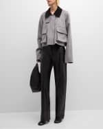 Image 5 of 6: Loewe Corduroy-Collar Brushed Wool-Cashmere Trapeze Parka