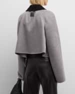 Image 4 of 6: Loewe Corduroy-Collar Brushed Wool-Cashmere Trapeze Parka