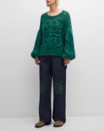 Image 5 of 6: Loewe High-Rise Anagram-Knee Baggy Straight-Leg Jeans