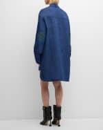 Image 2 of 5: Loewe Anagram-Elbow Denim Asymmetric Mini Shirtdress