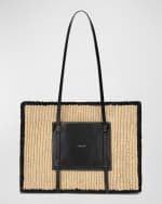 Image 1 of 6: DeMellier Capri Raffia & Leather Tote Bag