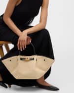 Image 3 of 6: DeMellier New York Midi Raffia Top-Handle Bag