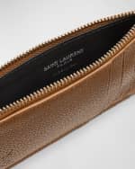 Image 3 of 4: Saint Laurent Men's YSL Zip Card Holder in Leather