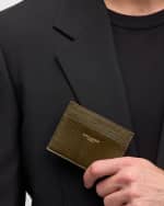 Image 2 of 4: Saint Laurent Men's Card Holder in Lizard-Effect Leather