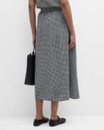 Image 4 of 6: Eileen Fisher Crinkled Gingham Organic Linen Midi Skirt