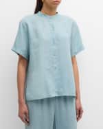 Image 2 of 6: Eileen Fisher Button-Down Handkerchief Organic Linen Top
