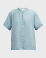 Image 1 of 6: Eileen Fisher Button-Down Handkerchief Organic Linen Top