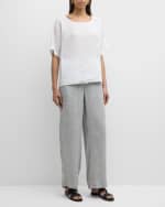 Image 2 of 6: Eileen Fisher Scoop-Neck Handkerchief Organic Linen Top
