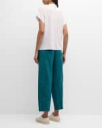 Image 3 of 6: Eileen Fisher Band-Collar Ruched Jersey Henley Top