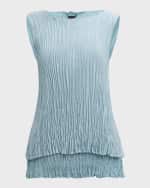 Image 1 of 6: Eileen Fisher Sleeveless Pleated Tiered Silk Tunic