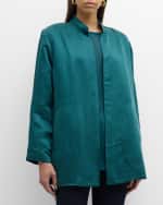 Image 2 of 6: Eileen Fisher Mandarin-Collar Open-Front Satin Jacket
