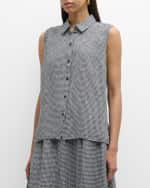 Image 2 of 6: Eileen Fisher Sleeveless Gingham Organic Linen Shirt