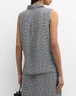 Image 4 of 6: Eileen Fisher Sleeveless Gingham Organic Linen Shirt