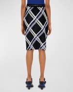 Image 4 of 6: Burberry Check Pleated Silk Pull-On Skirt