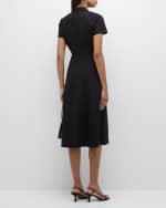 Image 4 of 6: Theory Good Linen Short-Sleeve Button-Front Midi Shirt Dress