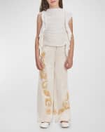 Image 1 of 5: Cult Gaia Girl's Jarli Textured Denim Pants, Size 4-12