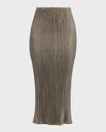 Image 1 of 5: Cult Gaia Kylii Pleated Satin Midi Skirt