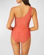 Image 2 of 3: Shoshanna Glitter Ring One-Shoulder One-Piece Swimsuit