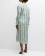 Image 3 of 6: Rails Lacey Striped Satin Midi Shirtdress