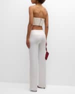 Image 4 of 6: Alice + Olivia Randie Crystal Floral Applique Crop Top