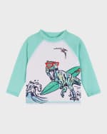 Image 4 of 6: Andy & Evan Boy's Graphic Dinosaur Rashguard & Shorts, Size Newborn-24M