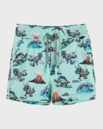 Image 3 of 6: Andy & Evan Boy's Graphic Dinosaur Rashguard & Shorts, Size Newborn-24M