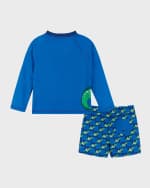 Image 2 of 5: Andy & Evan Boy's Graphic Rashguard & Shorts Set, Size 2T-8