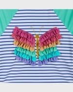 Image 5 of 6: Andy & Evan Girl's 3D Butterfly Striped Rashguard & Bottoms, Size Newborn-24M