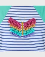 Image 5 of 5: Andy & Evan Girl's 3D Butterfly Striped Rashguard & Bottoms, Size 2T-6X